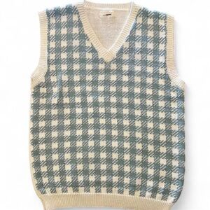 Esprit Vintage V-Neck Blue & Cream Sweater Vest / Tank Top